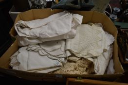 A box of laced linen etc.