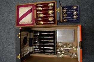 A small group of flatware etc, some boxed.