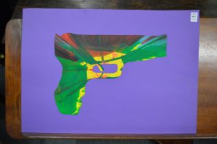 In the manner of Damien Hirst, spin picture of a gun.