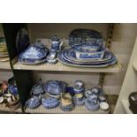 A good collection of blue and white transfer printed china.