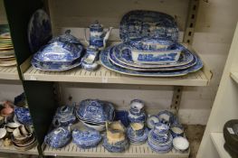 A good collection of blue and white transfer printed china.