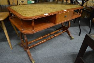 A yew wood lyre end rectangular coffee table.