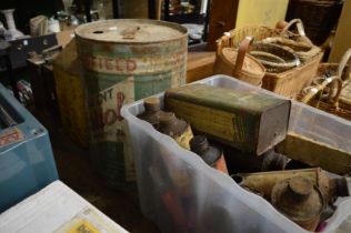 Early petrol cans and other motoring related tins etc.