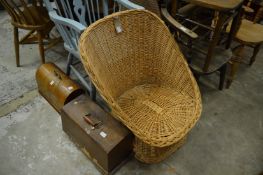 A wicker chair.
