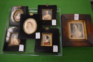 A group of six late 19th/early 20th century portrait miniatures and photographic prints.
