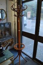 A bentwood hat and coat stand.