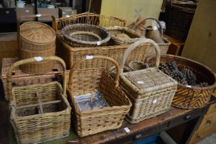 A large quantity of wicker baskets etc.