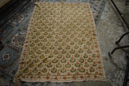 A good Arts and Crafts style Eastern cotton and floral woven throw or wall hanging 180cm x 130cm.