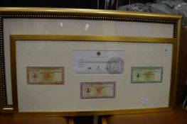 Framed and glazed currency and print.