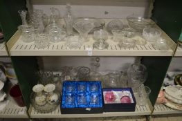 Cut glassware to include bowls, jugs etc.