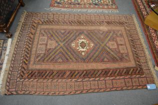 A Persian course weave rug, blue ground with stylised decoration 180cm x 122cm.