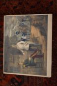 After F Hartwich, An interview of Napoleon III with Count Bismark, hand coloured lithograph,