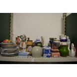 A shelf of decorative china, glassware etc.