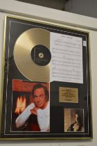 Neil Diamond, Sweet Caroline, collectors limited edition gold disc, framed and glazed.