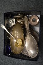 A quantity of silver items to include dressing table brushes, cruets etc.