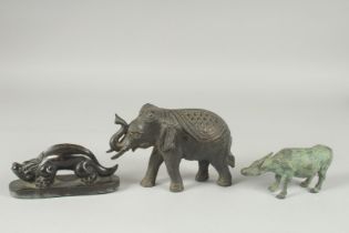 THREE METAL ANIMAL FIGURES, (3).