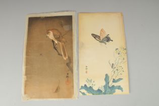 KOSON OHARA (1877-1945): BIRDS AND FLOWERS, two early 20th century original Japanese woodblock