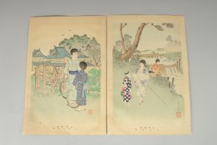 SHUNTEI MIYAGAWA (1873-1914): FROM THE SERIES OF DAILY LIFE OF CHILDREN; 1896, two original Japanese