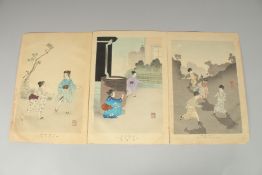 SHUNTEI MIYAGAWA (1873-1914): FROM THE SERIES OF DAILY LIFE OF CHILDREN; 1896, three original