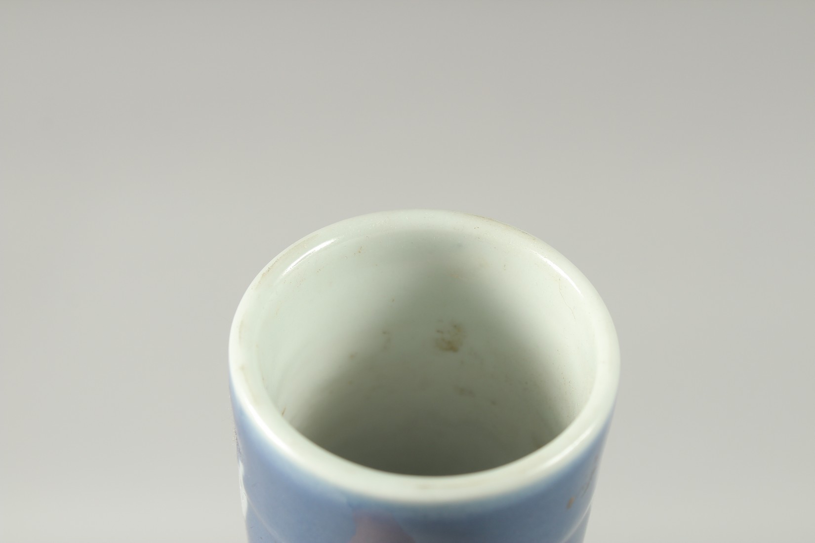 A CHINESE BLUE GROUND PORCELAIN VASE, with carved floral decoration in white, 34cm high. - Image 4 of 5