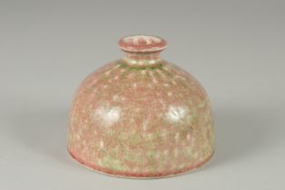 A CHINESE PEACH BLOOM PORCELAIN BRUSH WASHER bearing Kangxi marks to base, of graduated colour, 11.