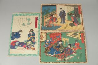 TOYOKUNI III UTAGAWA (1786-1865), & TOYOKUNI IV (1823-1880): PARODY OF TALE OF GENJI, three mid-19th