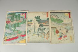 HIROSHIGE II UTAGAWA (1826-1869): FROM THE SERIES OF 36 FAMOUS PLACES OF EDO; 1862, three original