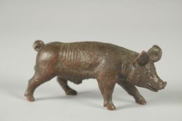 A JAPANESE BRONZE OKIMONO OF A PIG.