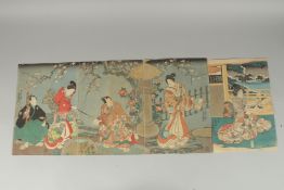 TOYOKUNI III UTAGAWA (1786-1865): PARODY OF TALE OF GENJI, two mid-19th century original Japanese