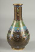 A CHINESE CLOISONNE DRAGON VASE, with two dragon and the flaming pearl of wisdom, 22cm high.