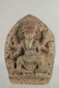 AN 18TH CENTURY NEPAL OR INDIA CLAY GANESH PLAQUE, 30cm x 22cm. Provenance: German art market,