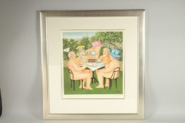 A LARGE BERYL COOK SIGNED, LIMITED EDITION COLOUR PRINT. No.452/750, framed and glazed, 17ins x15ins