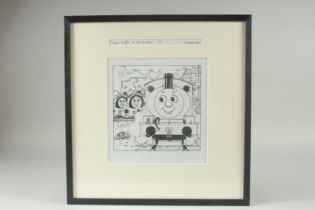 TIM MARWOOD (1954 - 2008) THOMAS THE TANK ENGINE, A TEST FOR PERCY., Signed. 9ins x 8ins