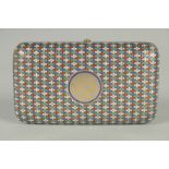 A RUSSIAN SILVER AND ENAMEL CIGARETTE CASE. 10cm x 6cm. Mark: A.C. over 187-. Weight: 117gms.