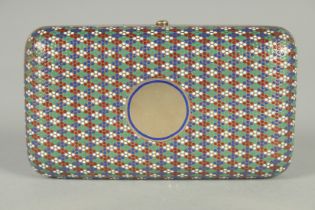 A RUSSIAN SILVER AND ENAMEL CIGARETTE CASE. 10cm x 6cm. Mark: A.C. over 187-. Weight: 117gms.