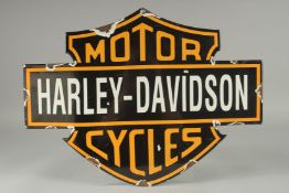 A ENAMEL HARLEY DAVIDSON SIGN.