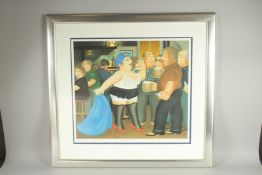 A LARGE BERYL COOK SIGNED, LIMITED EDITION COLOUR PRINT.