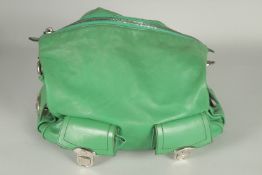 A LARGE MARC JACOB SOFT GREEN LEATHER BAG. 13ins long.