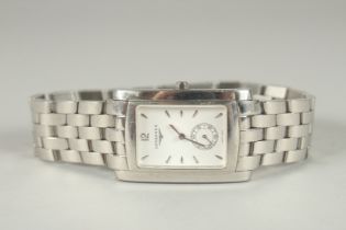 A GENTLEMAN'S LONGINES WRIST WATCH with stainless steal bracelet. Purchased on 30/12/1999, Charles