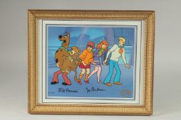 A HANNA BARBERA CELL, SCOOBEY DOO, 1997. Framed and glazed, image: 9.5Ins x 11ins. Signed, image