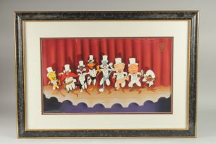 LOONEY TUNES. WARNER BROS. Framed and glazed, image: 12.5ins x 22ins.