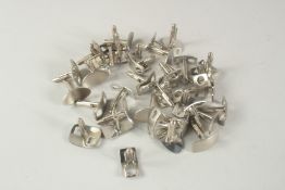 A BAG OF 1970'S STAINLESS STEEL CUFF LINKS.