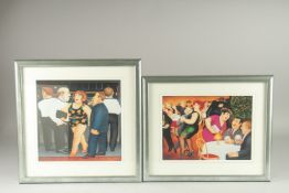 TWO SMALL BERYL COOK COLOUR PRINTS "PARTY SCENES". 9ins x 11ins.