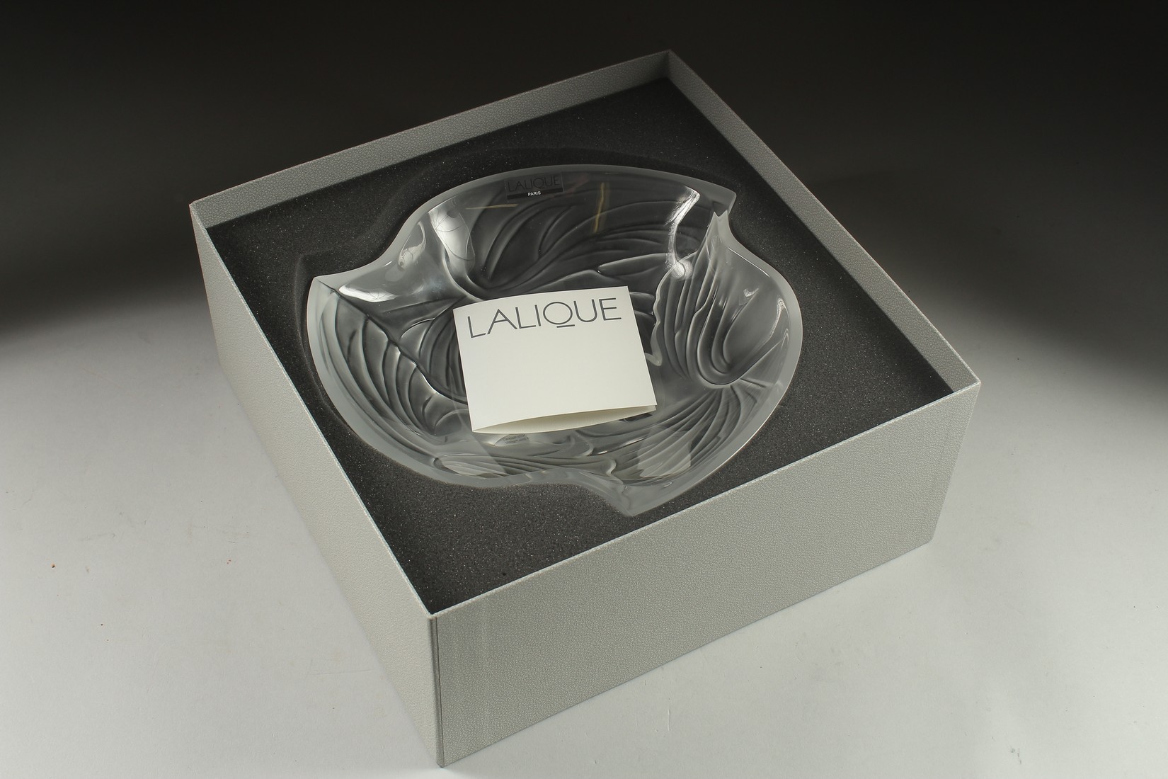 A GOOD LALIQUE FROSTED GLASS DAYDREAM BOWL. 10ins diameter, in original box. - Image 5 of 6