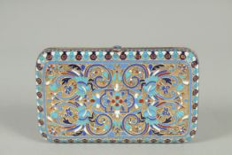 A RUSSIAN SILVER AND ENAMEL PURSE. 9.5cm x 5.5cm. Maker: H. K. Weight: 109gms.