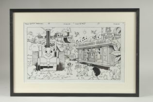 TIM MARWOOD (1954 - 2008) THOMAS THE TANK ENGINE, MUSEUM MUSIC, Signed. 9ins x 16ins