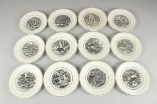 A SET OF TWELVE CONTINENTAL TRANSFER PATTERN PLATES. 7ins diameter.