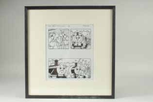 TIM MARWOOD (1954 - 2008) THOMAS THE TANK ENGINE, WHAT A WHISTLE, Signed. 9ins x 8ins