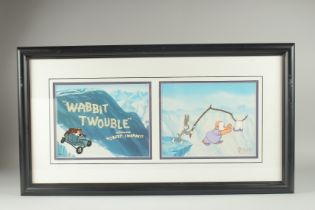 A WARNER BROS. CELL, BUGS BUNNY, WABBIT TROUBLE, Bob Campbell Ltd Edition, 158/500. Framed and