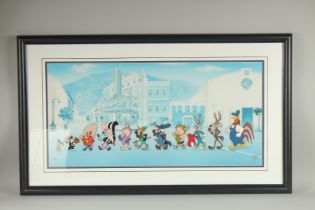 THE BEST OF LOONEY TUNES. Warner Bros. No. 555/750. Framed and glazed, Image: 16ins x 32ins.